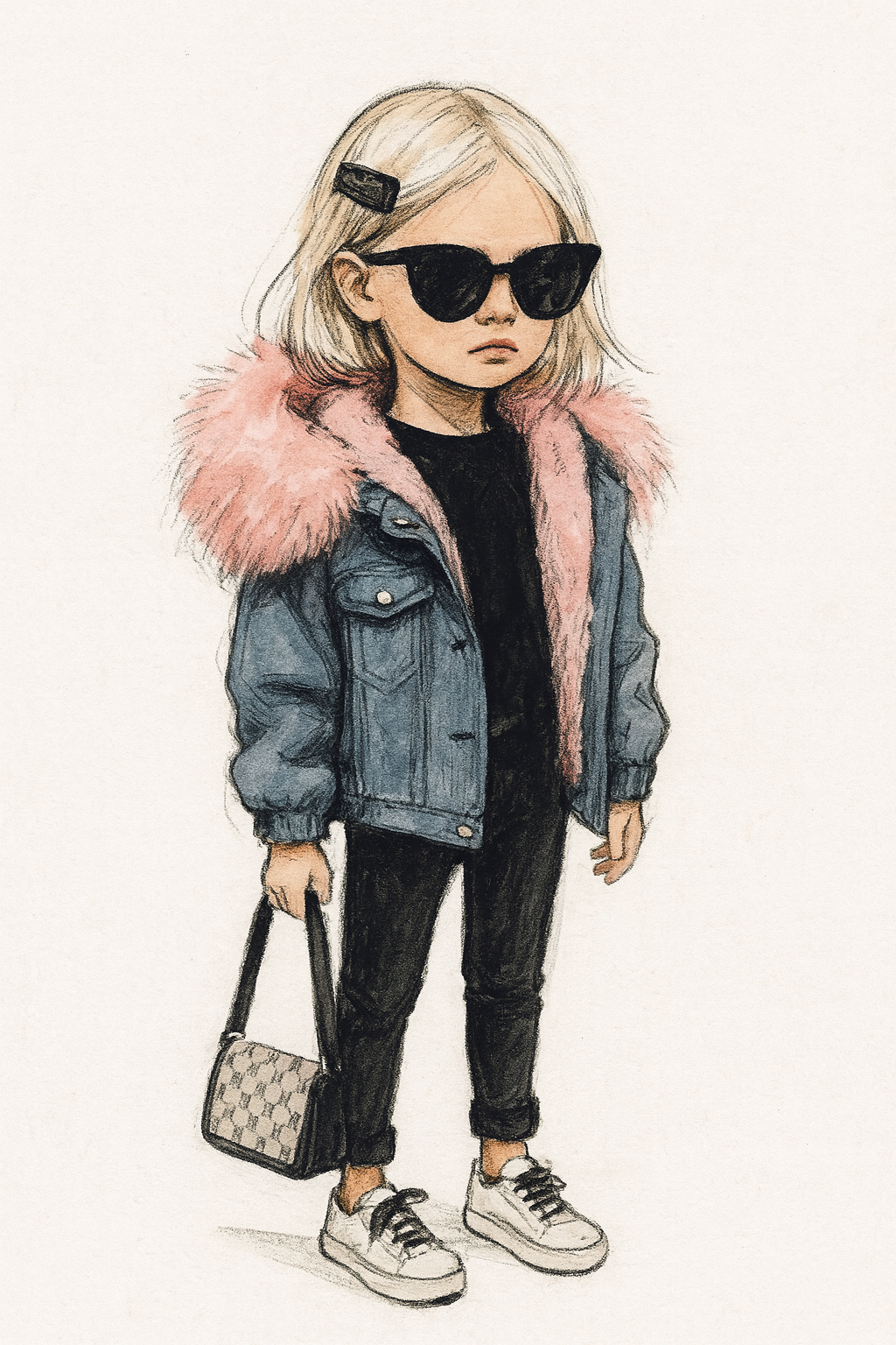 Cool Denimjakke med Pels
