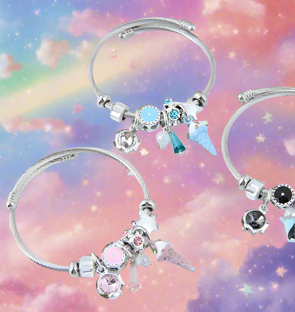 Pink/Lysblå Charm Armbånd